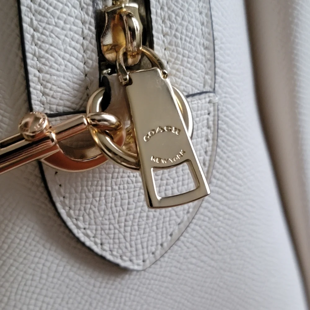 Coach CH290 Darcie Carryall White Cream Crossgrain Leather Satchel Bag